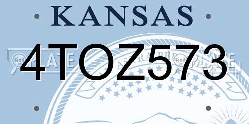 4TOZ573 Kansas License Plate