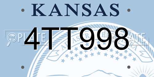 4TT998 Kansas License Plate