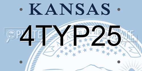 4TYP25 Kansas License Plate