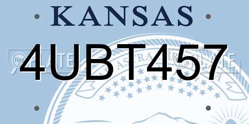 4UBT457 Kansas License Plate
