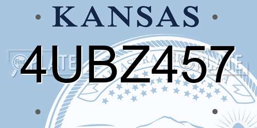 4UBZ457 Kansas License Plate