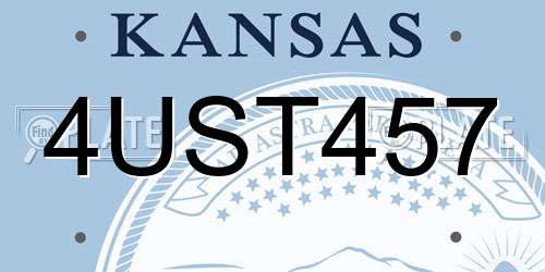4UST457 Kansas License Plate