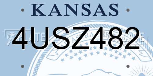 4USZ482 Kansas License Plate