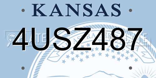 4USZ487 Kansas License Plate