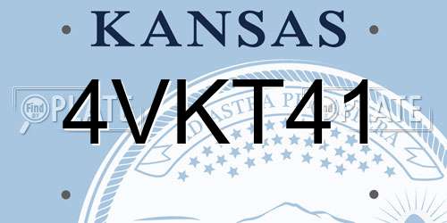 4VKT41 Kansas License Plate
