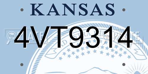 4VT9314 Kansas License Plate