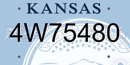 4W75480 Kansas License Plate