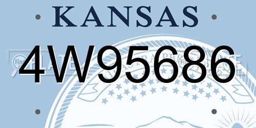 4W95686 Kansas License Plate
