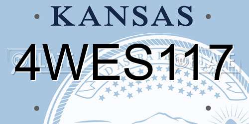 4WES117 Kansas License Plate