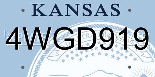 4WGD919 Kansas License Plate
