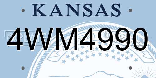4WM4990 Kansas License Plate