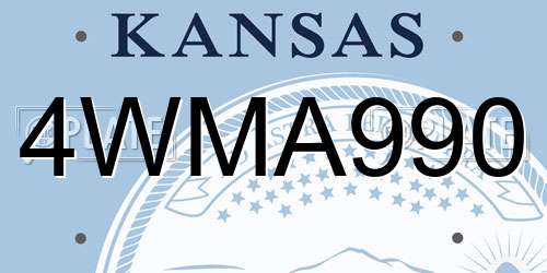 4WMA990 Kansas License Plate