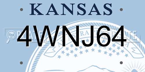 4WNJ64 Kansas License Plate