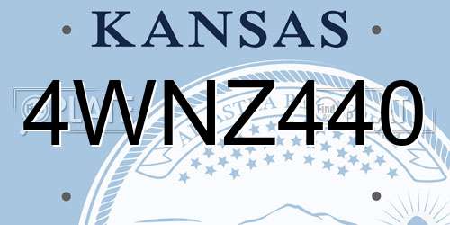 4WNZ440 Kansas License Plate