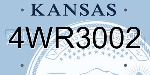 4WR3002 Kansas License Plate