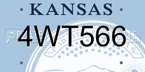 4WT566 Kansas License Plate