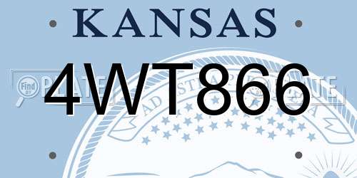 4WT866 Kansas License Plate