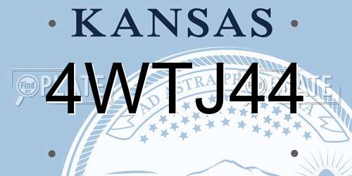 4WTJ44 Kansas License Plate
