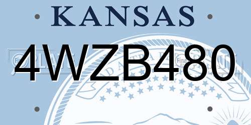 4WZB480 Kansas License Plate