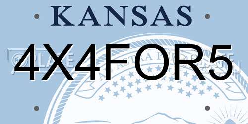 4X4FOR5 Kansas License Plate