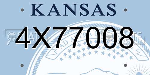 4X77008 Kansas License Plate