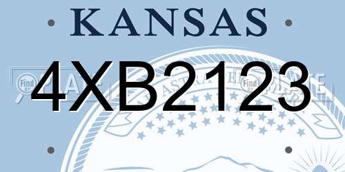 4XB2123 Kansas License Plate