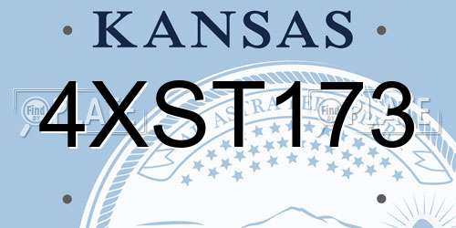 4XST173 Kansas License Plate