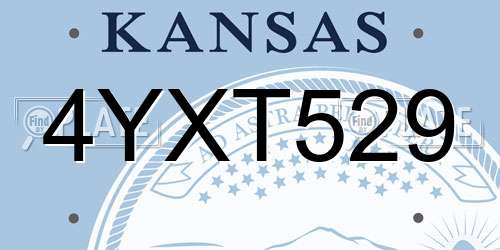 4YXT529 Kansas License Plate