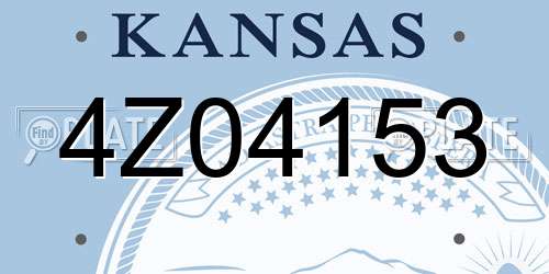 4Z04153 Kansas License Plate