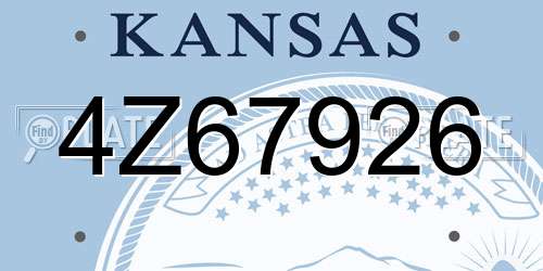 4Z67926 Kansas License Plate