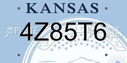 4Z85T6 Kansas License Plate