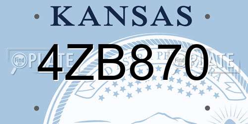 4ZB870 Kansas License Plate