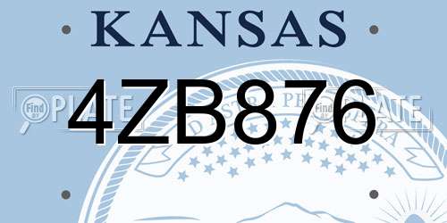 4ZB876 Kansas License Plate