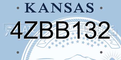 4ZBB132 Kansas License Plate