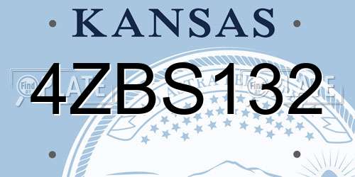 4ZBS132 Kansas License Plate