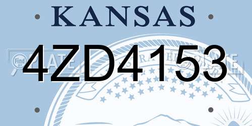 4ZD4153 Kansas License Plate