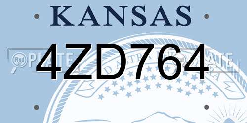 4ZD764 Kansas License Plate