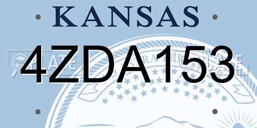 4ZDA153 Kansas License Plate