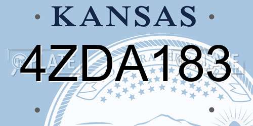 4ZDA183 Kansas License Plate