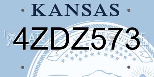 4ZDZ573 Kansas License Plate