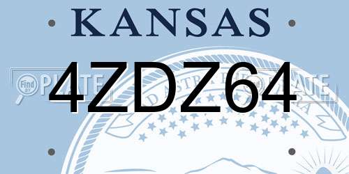 4ZDZ64 Kansas License Plate