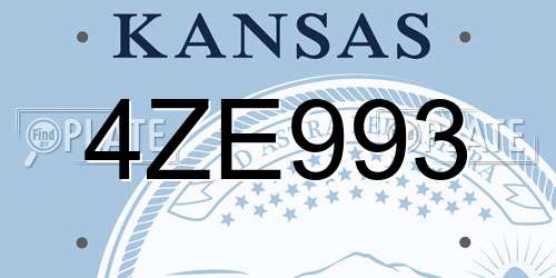 4ZE993 Kansas License Plate