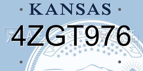 4ZGT976 Kansas License Plate