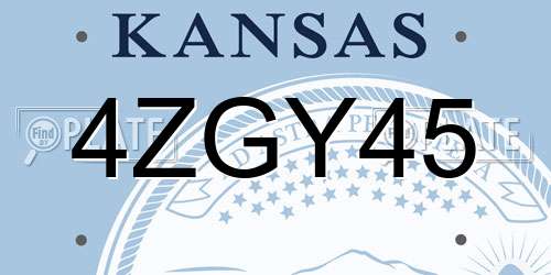 4ZGY45 Kansas License Plate