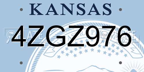 4ZGZ976 Kansas License Plate