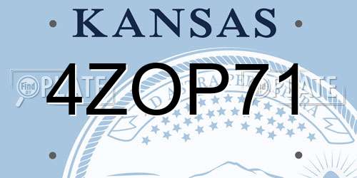 4ZOP71 Kansas License Plate