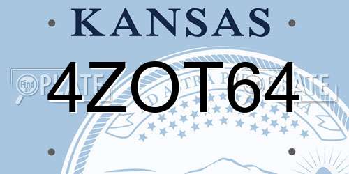 4ZOT64 Kansas License Plate