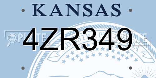 4ZR349 Kansas License Plate