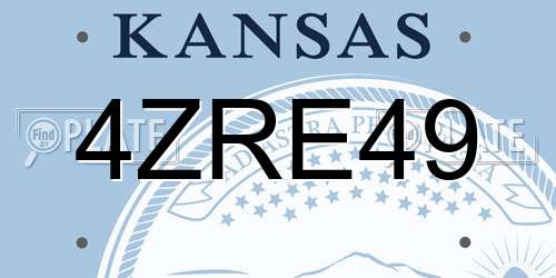 4ZRE49 Kansas License Plate