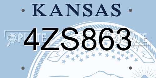 4ZS863 Kansas License Plate